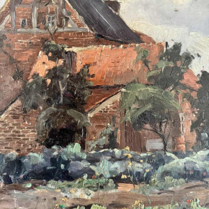 Adolphe Dupont (Namur 1898-1982): « Mosan landscape with cabbages » painting