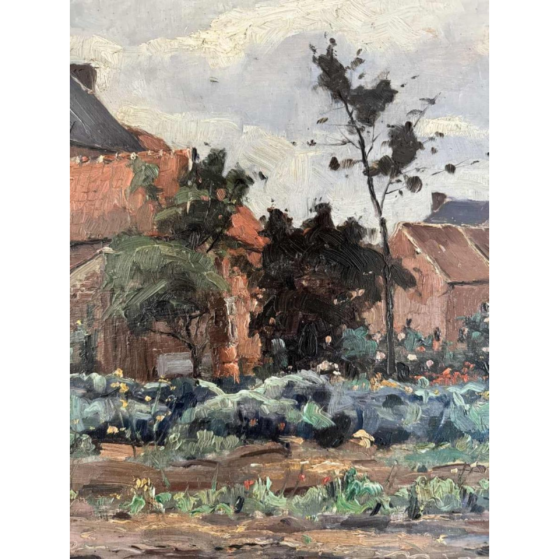 Adolphe Dupont (Namur 1898-1982): « Mosan landscape with cabbages » painting