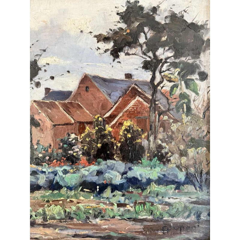 Adolphe Dupont (Namur 1898-1982): « Mosan landscape with cabbages » painting