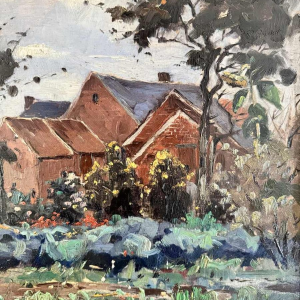 Adolphe Dupont (Namur 1898-1982): « Mosan landscape with cabbages » painting