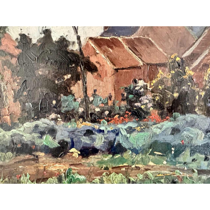 Adolphe Dupont (Namur 1898-1982): « Mosan landscape with cabbages » painting