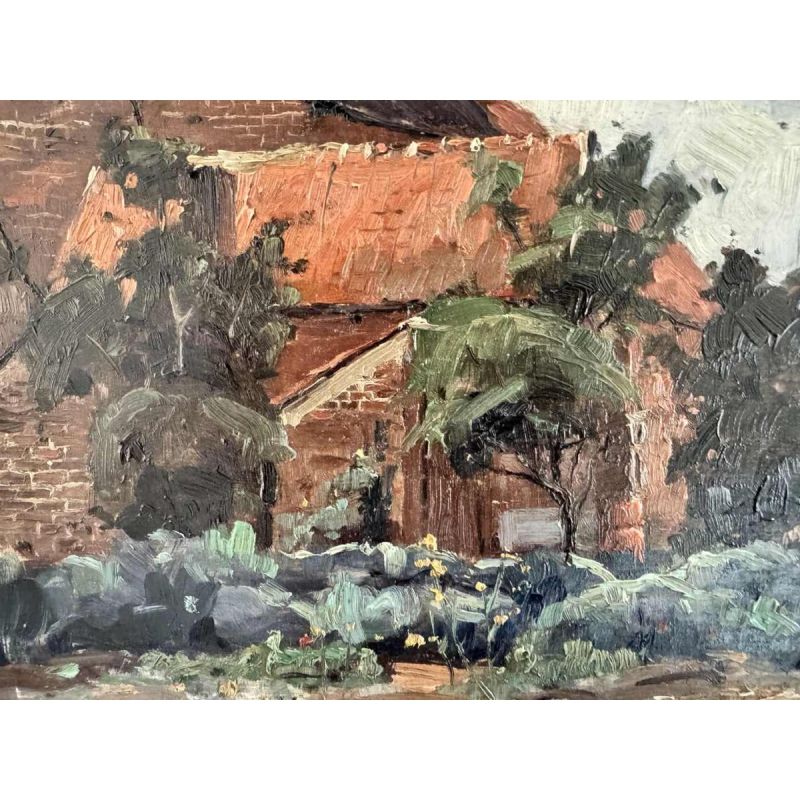 Adolphe Dupont (Namur 1898-1982): « Mosan landscape with cabbages » painting