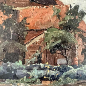 Adolphe Dupont (Namur 1898-1982): « Mosan landscape with cabbages » painting