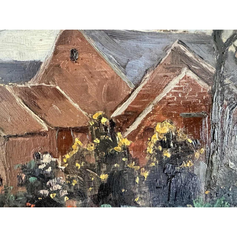 Adolphe Dupont (Namur 1898-1982): « Mosan landscape with cabbages » painting