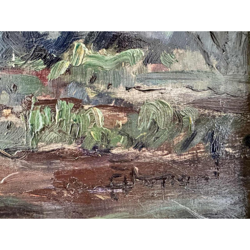 Adolphe Dupont (Namur 1898-1982): « Mosan landscape with cabbages » painting