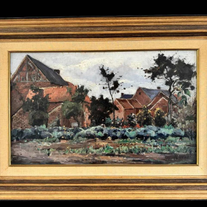 Adolphe Dupont (Namur 1898-1982): « Mosan landscape with cabbages » painting