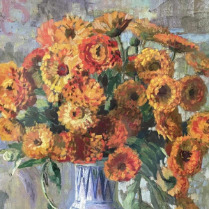Berthe SERRURE (1891-1985) « Bouquet de fleurs » technique mixte 60x50 cm