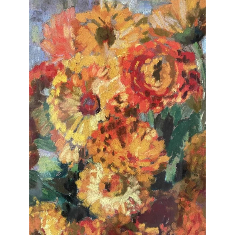 Berthe SERRURE (1891-1985) « Bouquet de fleurs » technique mixte 60x50 cm