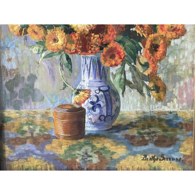 Berthe SERRURE (1891-1985) “Bouquet of flowers” mixed technique 60x50 cm