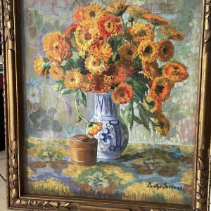 Berthe SERRURE (1891-1985) « Bouquet de fleurs » technique mixte 60x50 cm