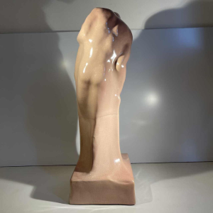 CRIS AGTERBERG / ROGER GUERIN 'The Kiss' sculpture, embracing couple, Art Deco cracked ceramic, Bouffioulx ca. 1940