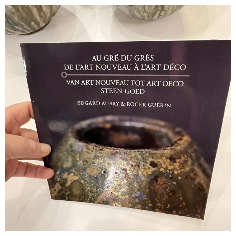 CRIS AGTERBERG / ROGER GUERIN 'The Kiss' sculpture, embracing couple, Art Deco cracked ceramic, Bouffioulx ca. 1940