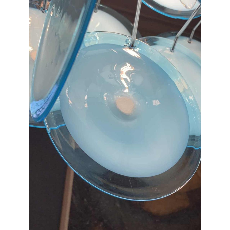 Gino Vistosi (Murano), Blue Design Chandelier, 36 glass disc plates, circa 1960