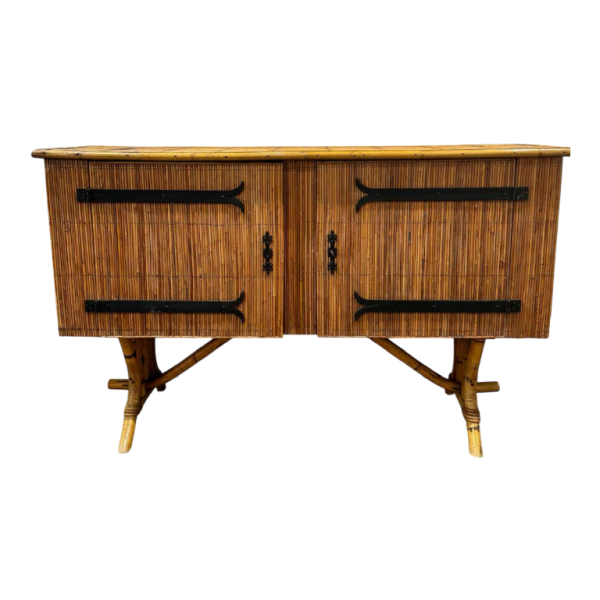 Audoux-Minnet, bamboo and rattan enfilade, ca 1970