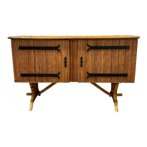 Audoux-Minnet, enfilade en bambou et rotin, ca 1970