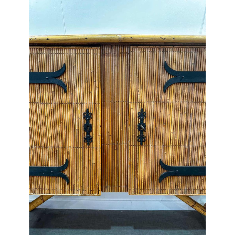 Audoux-Minnet, bamboo and rattan enfilade, ca 1970