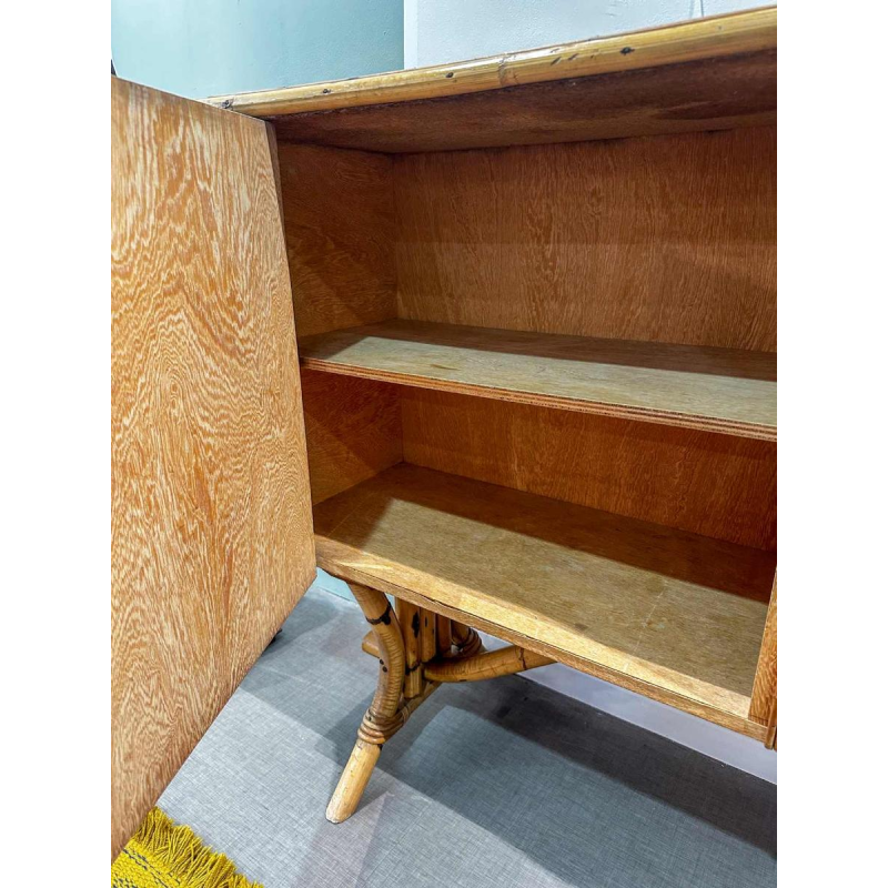 Audoux-Minnet, enfilade en bambou et rotin, ca 1970