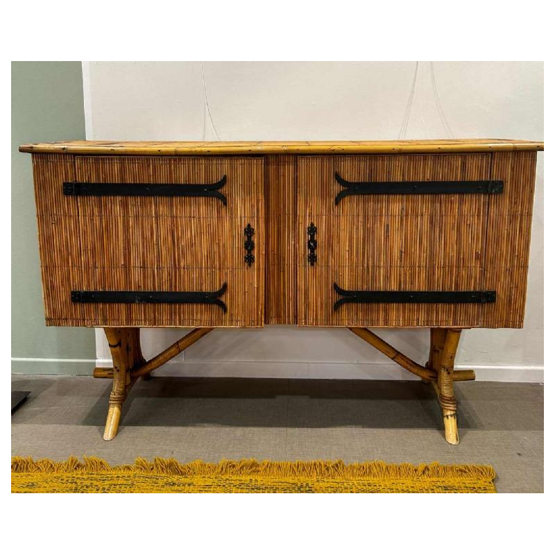 Audoux-Minnet, bamboo and rattan enfilade, ca 1970