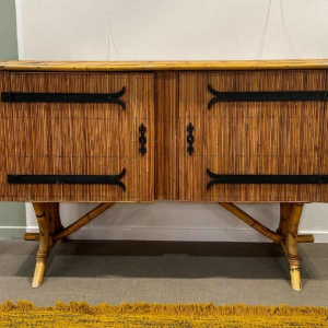 Audoux-Minnet, bamboo and rattan enfilade, ca 1970