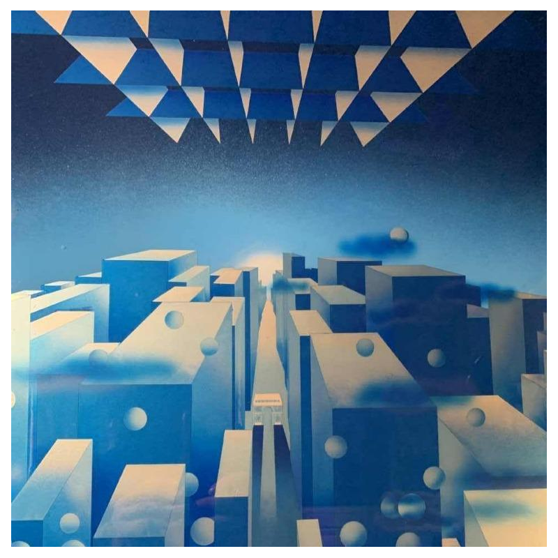 PATRICE PLACEMAN "PARIS" Peinture Op'Art Eglomisé Plexiglass Surréaliste 1975