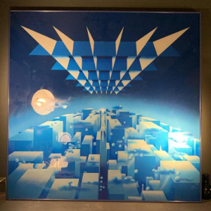 PATRICE PLACEMAN "PARIS" Op'Art Schilderij Eglomisé Plexiglas Surrealistisch '75