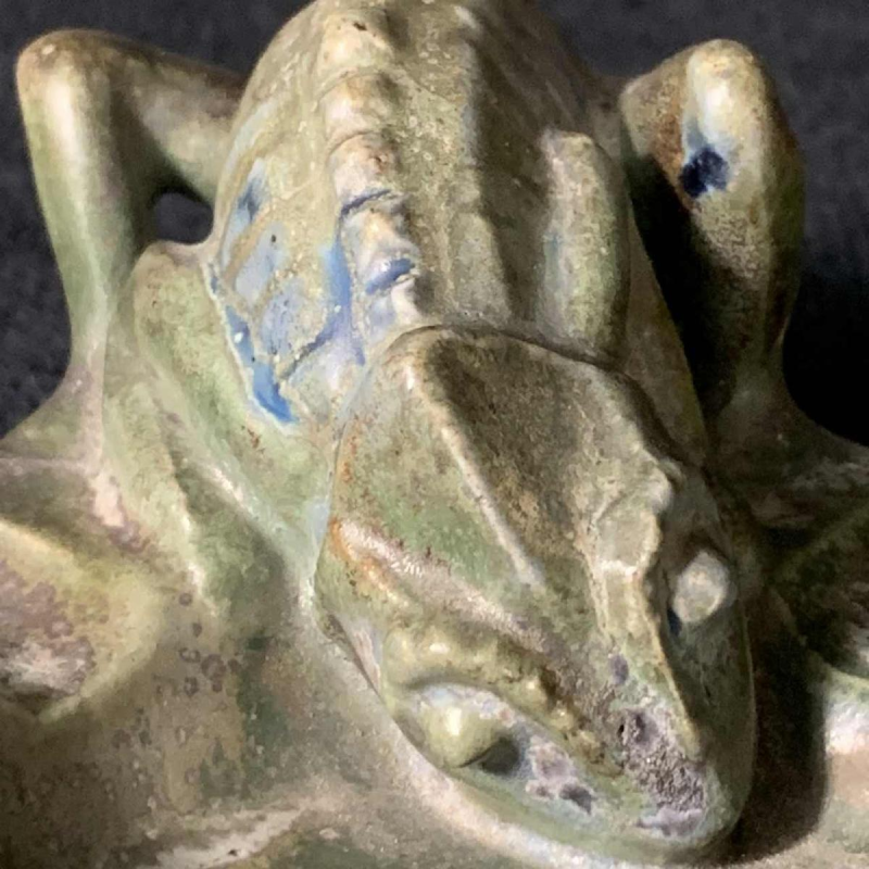 CHARLES GREBER, Stoneware Dish / Ringer, Chameleon Animal Sculpture, ca 1930