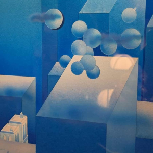 PATRICE PLACEMAN "PARIS" Op'Art Schilderij Eglomisé Plexiglas Surrealistisch '75