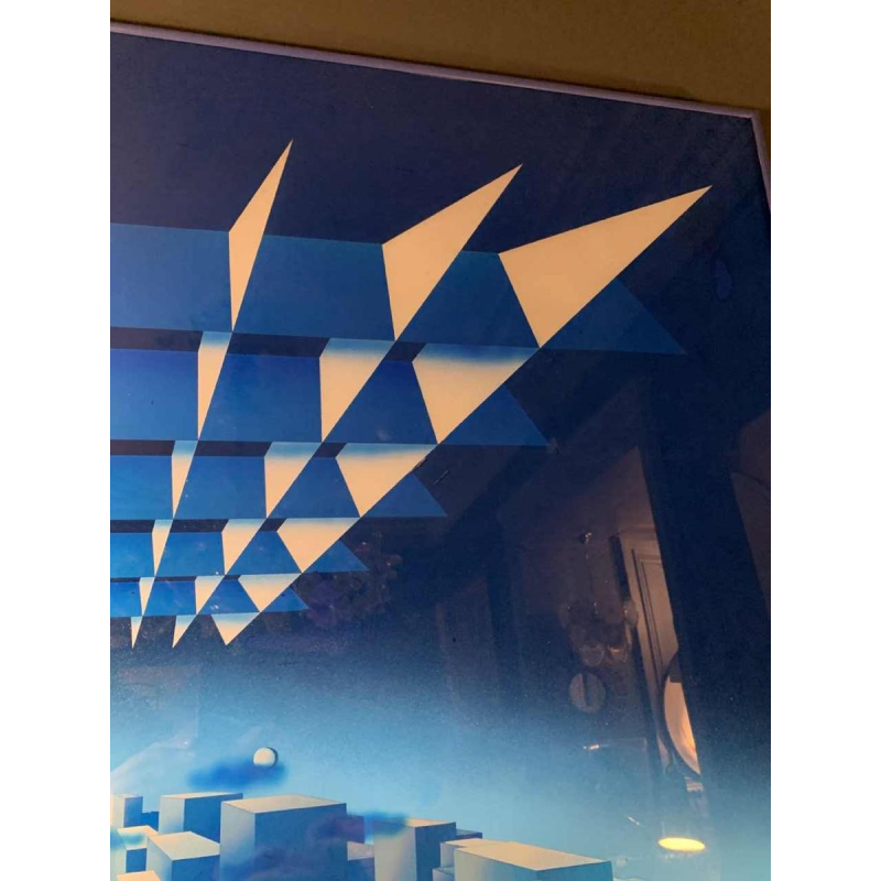 PATRICE PLACEMAN "PARIS" Peinture Op'Art Eglomisé Plexiglass Surréaliste 1975