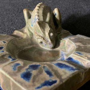 CHARLES GREBER, Stoneware Dish / Ringer, Chameleon Animal Sculpture, ca 1930