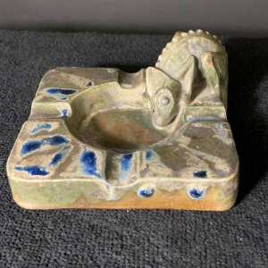 CHARLES GREBER, Stoneware Dish / Ringer, Chameleon Animal Sculpture, ca 1930