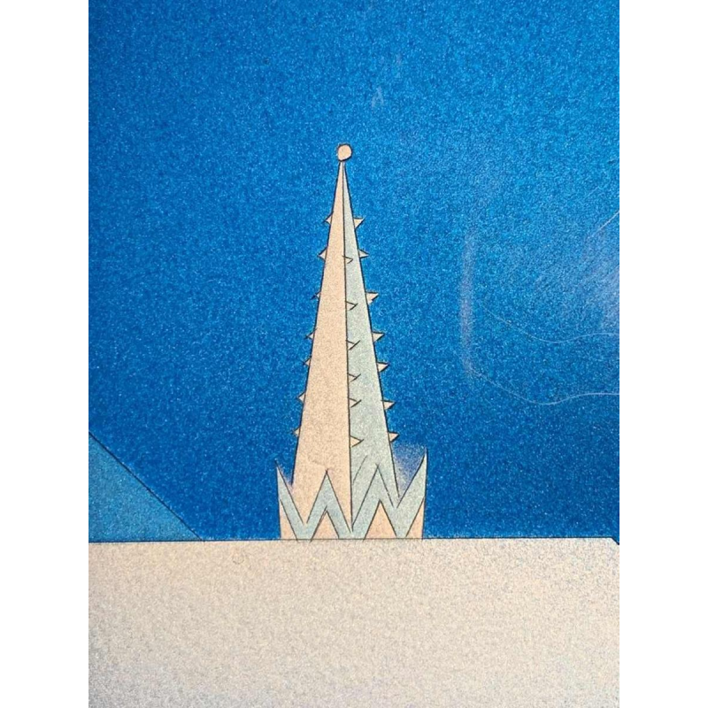 PATRICE PLACEMAN "PARIS" Op'Art Painting Eglomisé Plexiglass Surrealist 1975