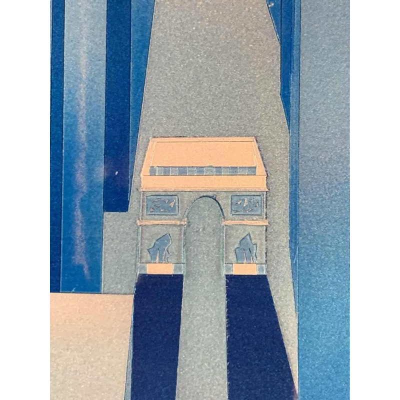 PATRICE PLACEMAN "PARIS" Op'Art Painting Eglomisé Plexiglass Surrealist 1975