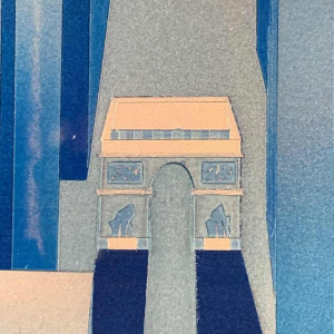 PATRICE PLACEMAN "PARIS" Peinture Op'Art Eglomisé Plexiglass Surréaliste 1975