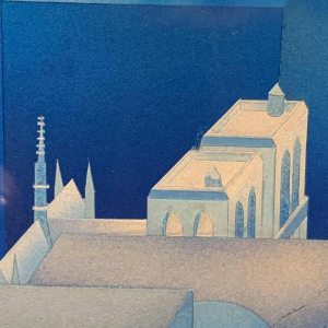 PATRICE PLACEMAN "PARIS" Peinture Op'Art Eglomisé Plexiglass Surréaliste 1975