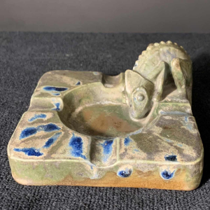 CHARLES GREBER, Vide Poche en Grès, Sculpture Animalière au Caméléon, ca 1930