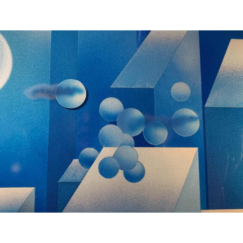 PATRICE PLACEMAN "PARIS" Op'Art Painting Eglomisé Plexiglass Surrealist 1975