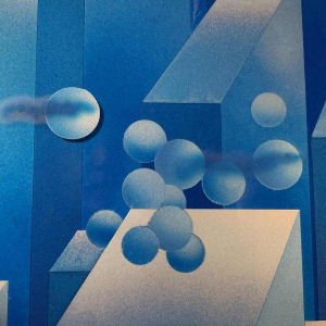 PATRICE PLACEMAN "PARIS" Peinture Op'Art Eglomisé Plexiglass Surréaliste 1975