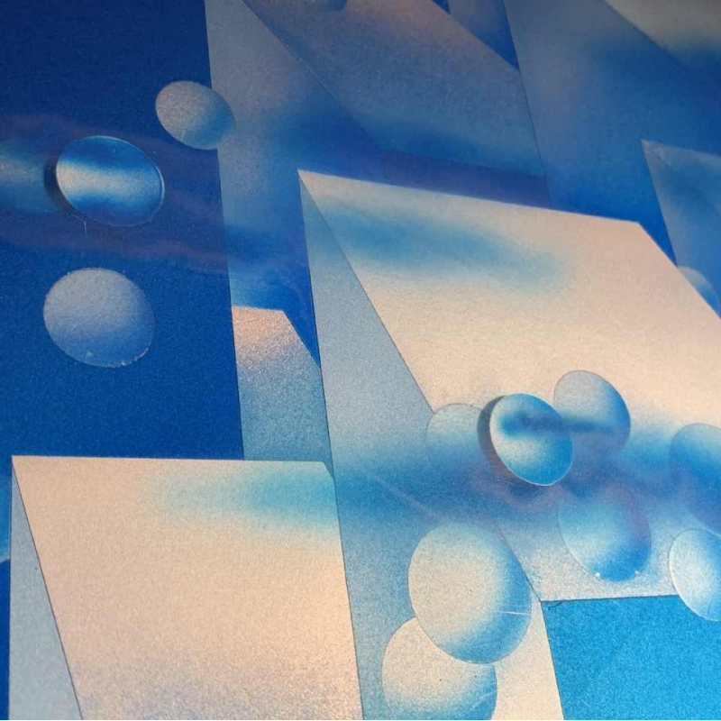 PATRICE PLACEMAN "PARIS" Op'Art Schilderij Eglomisé Plexiglas Surrealistisch '75