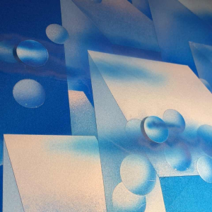 PATRICE PLACEMAN "PARIS" Op'Art Painting Eglomisé Plexiglass Surrealist 1975