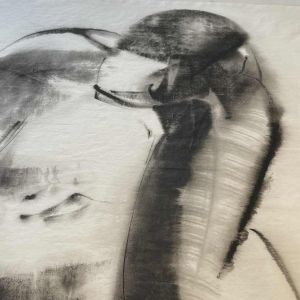 GEORGES (Géo) DE VLAMYNCK Abstract Nude Woman B painting / mixed media, charcoal ink chalk on wet paper