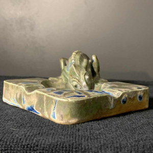 CHARLES GREBER, Stoneware Dish / Ringer, Chameleon Animal Sculpture, ca 1930