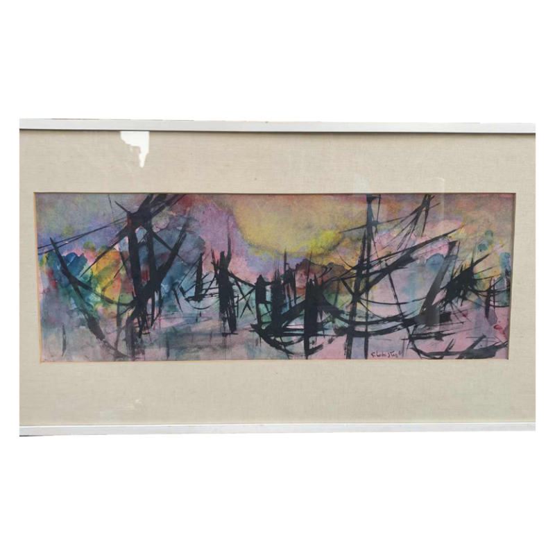 Drawing-Watercolor, Gouache on paper signed by Ger LATASTER and dated (19)65