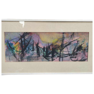 Grande gouache abstraite de Ger LATASTER datée 65 pour 1965