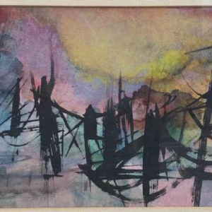 Tekening-Waterverf, Gouache op papier van Ger LATASTER en (19)65 gedateerd