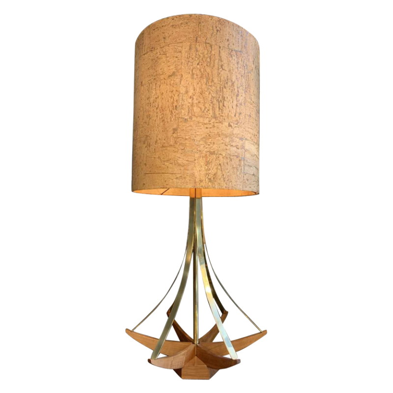 ADRIAN PEARSALL / MODELINE USA Lampe à Poser Architecturale laiton & Noyer 1950s