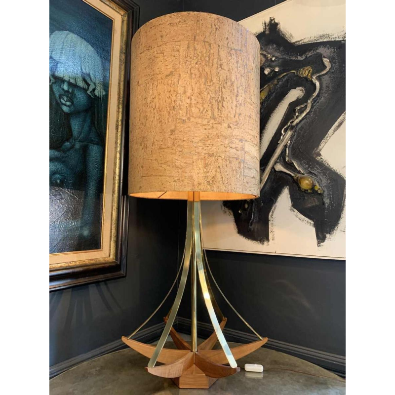 ADRIAN PEARSALL / MODELINE USA Architectural Table Lamp brass / Walnut 1950s