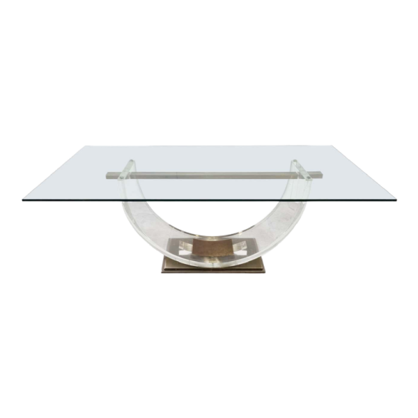 CHARLES HOLLIS JONES, Lucite & Brass Hollywood Dining Table, 1970s