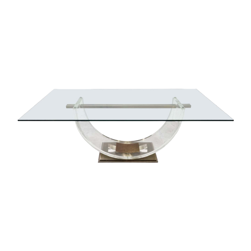 CHARLES HOLLIS JONES, Lucite & Brass Hollywood Dining Table, 1970s