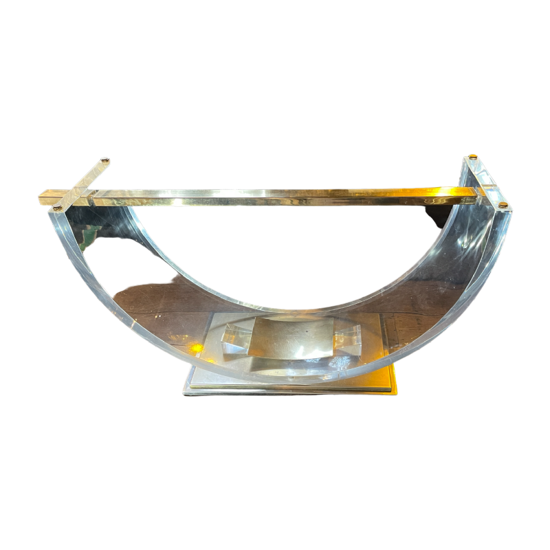 CHARLES HOLLIS JONES, Eettafel, Plexiglas & Messing Hollywood Regency, 1970s