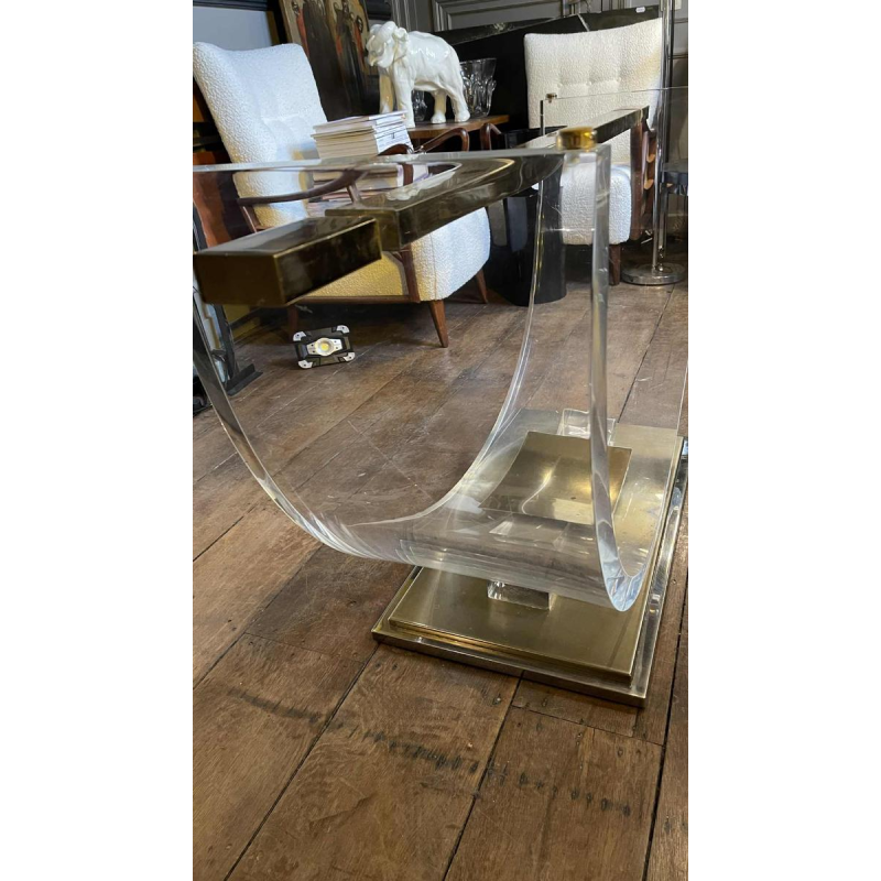 CHARLES HOLLIS JONES, Eettafel, Plexiglas & Messing Hollywood Regency, 1970s